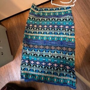 LuLaRoe Cassie Blue Patterned Pencil Skirt